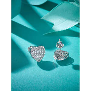 Orecchini a Perno a Forma di Cuore in Argento Sterling 925 con Moissanite di Alta Qualità, Regalo di Nozze, Spedizione Senza Dazi - Product Image 2