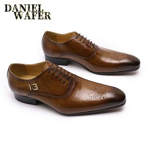 Chaussures Oxford à lacets pour hommes en cuir véritable, chaussures habillées pour affaires, mariage, fête, bureau, mode - Product Image 4