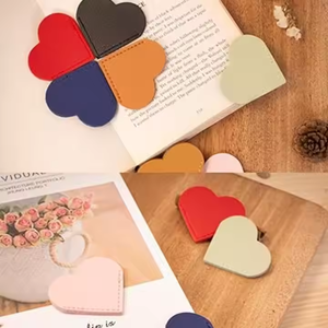 Đầy Màu Sắc Dễ Thương Da Tim Bookmark Góc Trang Cuốn Sách Đánh Dấu PU Da Phụ Kiện Cuốn Sách Làm Bằng Tay Đọc Sách Quà Tặng - Product Image 4