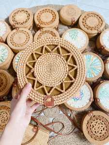 กระเป๋าถือหวายหนังสำหรับผู้หญิงมีฝาปิดยาววัสดุหวาย - Product Image 6