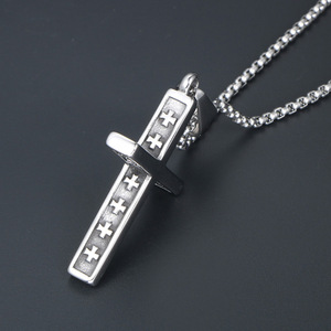 Stainless Steel <b>Cross</b> Pendant Necklace Geometric Religious Jewelry SP757 - Product Image 3