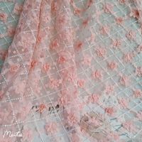 Nouveau tissu de maille brodé de Style féerique avec 0.8cm à pois flocage diamant broderie mousseline de soie crochet fleur pour jupe tissu