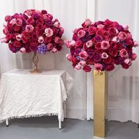 Décorations et fournitures de mariage QiYing Victory : Boules de fleurs de table de mariage les plus vendues à l'international, accessoires en plastique, roses rouges artificielles, centres de table romantiques de style européen