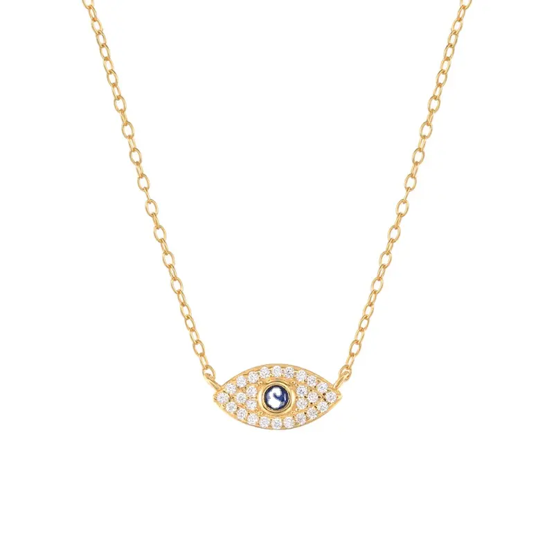 Hot Trendy Eye pendant 925 Sterling Silver Gold Plated pave Zircon Dainty Evil Eye Choker Necklace 18K women