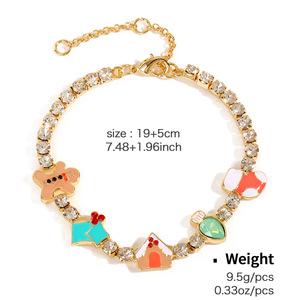 Aiguille d'argent série de Noël ensemble goutte d'huile cuivre griffe chaîne doux adolescent Style neige maison collier boucles d'oreilles - Product Image 2