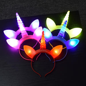 Accessoires pour cheveux écologiques et bon marché, bandeau en rotin à paillettes LED sur le thème de l'unicorne pour les filles, fête et Halloween - Product Image 1