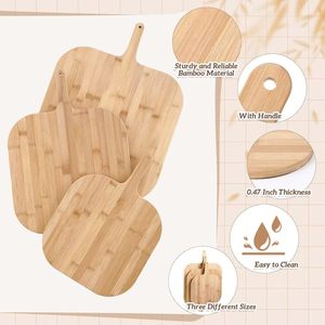Ensemble de planches à découper en bambou Mu Yujia, 3 tailles, avec poignée, faciles à nettoyer - Product Image 1