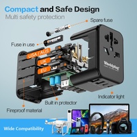 Adaptateur de voyage universel Worldplug PD pour ordinateur portable et téléphones portables avec matériau Gan 2 ports USB + 2 ports Type-C