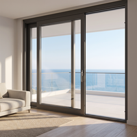 Porte coulissante à double vitrage à cadre étroit, en aluminium de qualité commerciale, sans rupture de pont thermique, verre Low-E, pour balcon et projets de villas