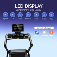 Tapis roulant électrique avec écran LED, inclinaison automatique de 0% à 22%, capacité de charge de 120 kg, machine de course à pied