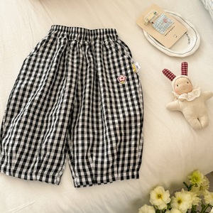 TongXingYuan Girls Plaid <b>Balloon</b> Pants Cotton Elastic Waist Casual Lantern Pants For Kids - Product Image 4