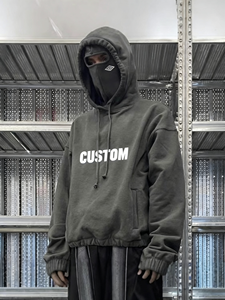 Sudaderas con Capucha Personalizadas de Felpa Francesa de Algodón Grueso para Hombre, Corte Holgado y Recortado, con Mascarilla Integrada - Product Image 2