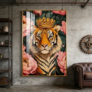 Peinture murale moderne LED en porcelaine cristalline, motif animalier de luxe (tigre, cheval), pour décoration de salon, commande en gros - Product Image 1