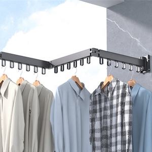 Cintre pliable et extensible en alliage d'aluminium pour l'intérieur et l'<span class=keywords><strong>extérieur</strong></span>, séchoir <span class=keywords><strong>à</strong></span> <span class=keywords><strong>linge</strong></span> mural Organisateur de vêtements pour la salle de bain - Product Image 3