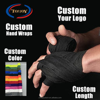 Choix de confiance OEM 120 pouces 180 pouces Bandages semi-élasticité Support de poignet Longueur personnalisée Logo Élargir Velcro Boxe Enveloppements de main