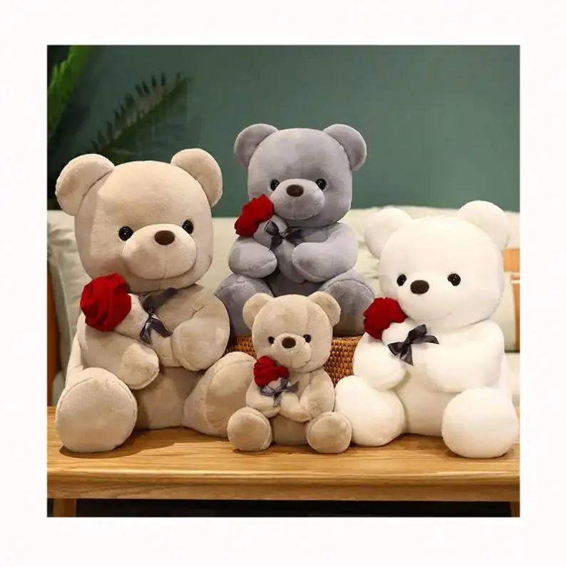 סיטונאי מיני עלה דוב ממולא וצעצועי קטיפה בעלי החיים רוז טדי דוב כאהבת יום מתנה עבור בנות ב 25cm/35cm/45cm
