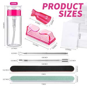 Unha polonês Gel Removedor Tools Kit Nail Clips + Garrafa Removedor Polonês + Nail Remover Algodão Pad + Escova + Empurrador de cutícula + Arquivo - Product Image 6