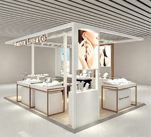 Jewelry Display Kiosk <b>with</b> LED Glass Cabinets | Modern Custom Mall Kiosk Design & Elegant Retail Showcase Solution - Product Image 1