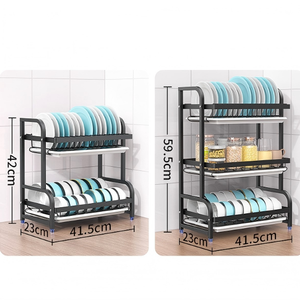 Étagère à vaisselle multi-niveaux en métal pour comptoir, durable, accessoires de cuisine, rangement pour vaisselle, bols, organisateur d'évier - Product Image 5