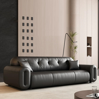 Canapé d'angle de bureau moderne en similicuir PU noir style nuage, durable, écologique, avec éponge haute densité, pour salon