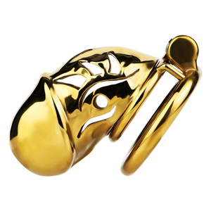 FRRK Cage à pénis couleur or, dispositif de chasteté masculin, verrouillage du pénis, cage à pénis, cage BDSM dorée, jouets sexuels de chasteté pour hommes - Product Image 5