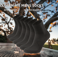 Lot de 6 paires de chaussettes de sport noires à quart de hauteur avec revers côtelé, compression de la voûte plantaire, respirantes, pour la course, la randonnée, en coton, pour hommes et femmes