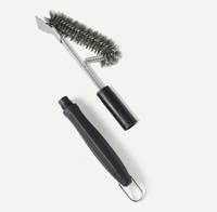 Brosse de nettoyage pour barbecue avec raclette, manche réglable de 18 pouces, pour le nettoyage des grilles extérieures