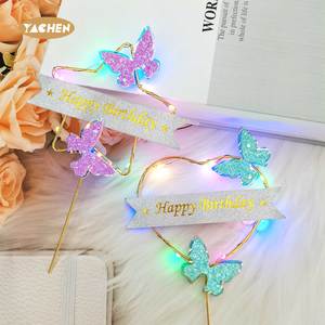 ياشين تصميم جديد ادى كعك القبعات العالية 3D المعادن متوهجة نجمة القلب سعيد عيد ميلاد كعكة القبعات العالية لحفلة عيد ميلاد الزينة - Product Image 1