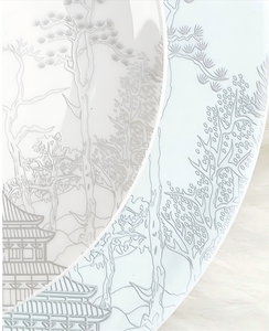 Juego de Vajilla de Porcelana China con Logotipo Personalizado, Diseño de Edificios Tradicionales Chinos en Relieve, Artesanía Plateada, Juego de Mesa de Porcelana para Hotel y Restaurante - Product Image 6