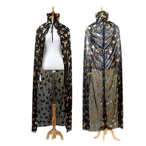 Cape d'Halloween Fankasi, costume de sorcière ou de vampire pour adulte, unisexe, avec motif de citrouille en feuille d'or et d'argent - Product Image 3
