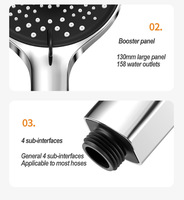 Pommeau de douche à main haute pression à économie d'eau avec filtre à 3 fonctions pour salle de bain ou douche