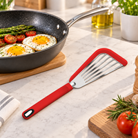 Spatule en silicone anti-rayures pour la cuisine, la cuisson du poisson, la friture, spatule en acier inoxydable pour crêpes, œufs frits, steaks, outil de cuisine