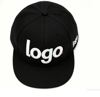 Zwarte letterprint flat brim snapback pet hiphop baseball cap