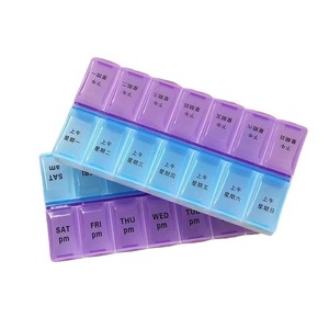 2 Week Pill Box Storage Case for 14 Days Promotional Medical Box 14 Compartment Plastic Medicine Pill Organizers for Medication