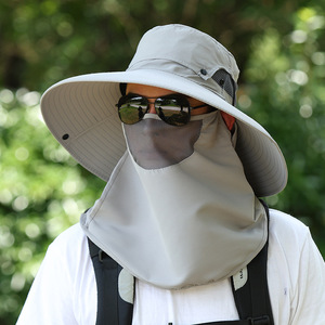 Men's Wide Brim Fisherman <b>Hat</b> Breathable Sun Protection Outdoor Hiking Cycling <b>Summer</b> Bucket <b>Hat</b> Light Gray - Product Image 1