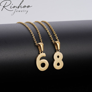 สร้อยคอเลขเทวดา 0 1 2 3 4 5 <span class=keywords><strong>6</strong></span> 7 8 9 ทำจากสแตนเลสสตีล 18K สำหรับผู้หญิงผู้ชาย สร้อยคอทองคำนำโชค ของขวัญเครื่องประดับ - Product Image 1