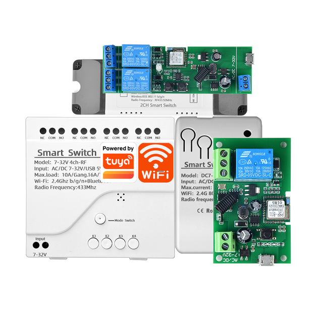 TY-TDQ Home Automation Switch Tuya Smart Wifi Module 1CH 5V 12V 24V 220V RF 433 Remote Control Relay Work With Alexa Google Home
