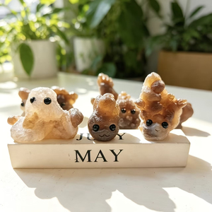Figurine d'animal en pierre de cristal mignonne en agate naturelle d'Égypte, mini panda sculpté, ornement de bureau en cristal de guérison, cadeau en gros - Product Image 2