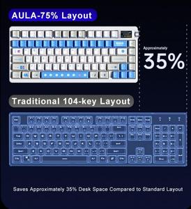 Teclado Mecánico Inalámbrico AULA NOVA75 75% Tri-Modo, Montaje Gasket, Interruptores Intercambiables en Caliente, RGB, para Juegos, con Pantalla Inteligente de 1.14 Pulgadas - Product Image 6