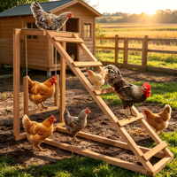Vente en gros usine : Enclos à poules en bois d'extérieur avec balançoire et perchoir, pour poules de jardin