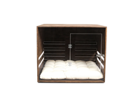JUNJI Caisse moderne de luxe en bois pour chien avec panneau avant en acrylique et porte à loquet pour salon ou espace extérieur Meubles pour animaux de compagnie