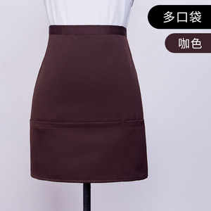 Tablier mi-long multi-poches en polyester rouge pour uniforme de restaurant et de bar - Product Image 4