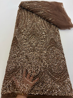 NI.AI Nouveau style Tissu en dentelle à sequins géométriques brodés, entièrement recouvert de sequins, tissu en dentelle perlée courte avec sequins