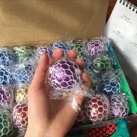 Jouet sensoriel anti-stress en forme de boule de raisin en plastique coloré, rempli de poudre dorée, pour enfants