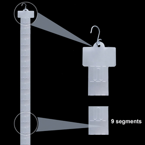 Bandes de présentation en plastique à 9 stations avec crochet en S pour présentation en magasin avec en-tête pour étiquette - Product Image 3
