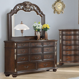 American Luxury Dark Brown Carved Bedroom Furniture Set - Product Image 2