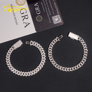 Disponibile in USA Bracciale Cubano in Argento 925 con Moissanite VVS da 8mm Gioielli Hip Hop per Uomo e Donna Bracciale Ghiacciato con Moissanite - Product Image 6