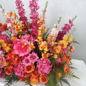 Sang trọng màu Hồng Nhân Tạo hoa trang trí lối đi hàng hoa hồng cảm ứng tự nhiên trung tâm đám cưới lối đi hoa bóng - Product Image 4