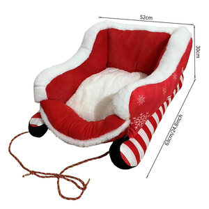 Lit pour animaux de compagnie en peluche rectangulaire Yun Festive, fausse fourrure, Noël, écologique, confortable, traîneau de vacances pour chiens, housse amovible, carton - Product Image 5
