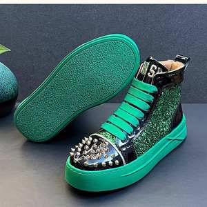 Chaussures montantes décontractées pour hommes, style skateboard, tendance, pour sports de plein air et basketball, avec semelle épaisse et design rehaussé - Product Image 2